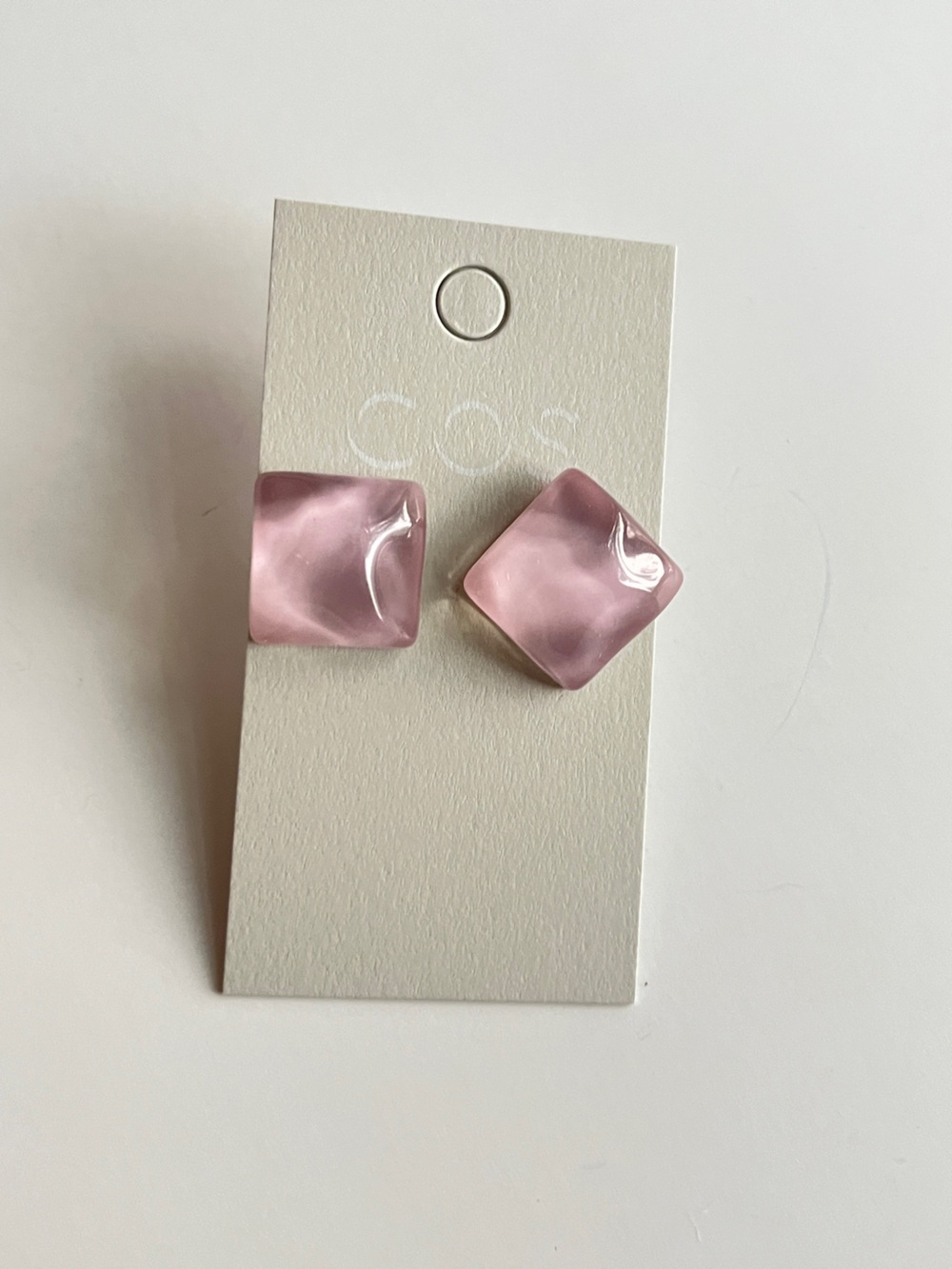 CO Pink Square Resin Stud Earrings